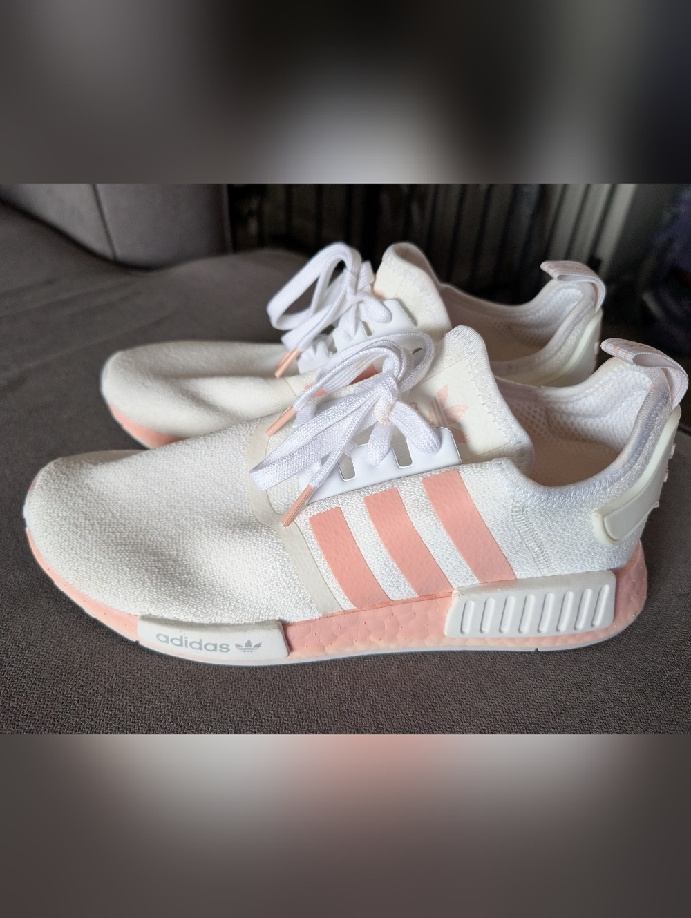 adidas Kids NMD R1 White & Pink Athletic Shoes
